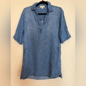 Cloth & Stone leopard print denim shift dress with pockets